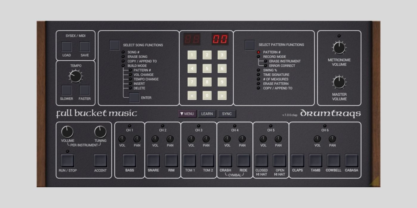 DrumTraqs is a FREE Sequential Circuits Drumtraks drum machine plugin